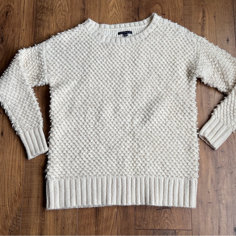 American Eagle Outfitters Cream Textured Sweater